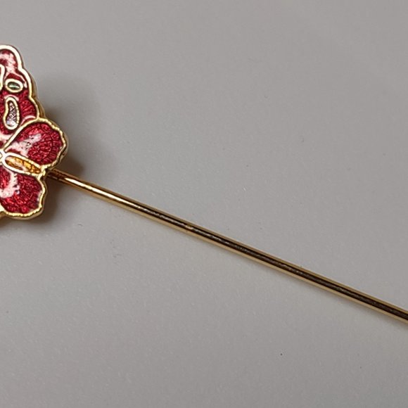 Red And Gold Tone Butterfly Stick Pin - Picture 5 of 14